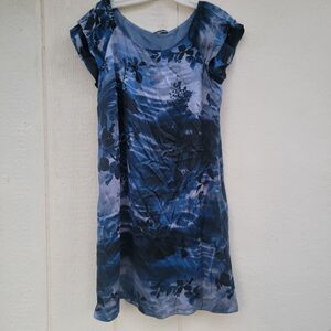 Marks & Spencer Autograph blue floral 100% silk  dress Size UK 16/ US 12